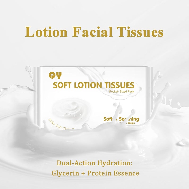 QINGYA Lotion Facial Tissues,Ultra Soft 6-Ply Thicken,Travel Size Multipack Pocket Tissue, Hypoallergenic for Sensitive Skin and Babies, On-The-Go for Car, Purse, Office (20 Count-Pack of 8) - Image 2